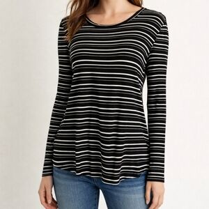 Black and White Striped Women's Top